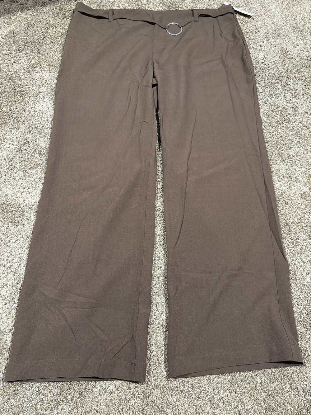 No Boundaries Brown Wide-Leg Trousers with Ring Accent size XL
